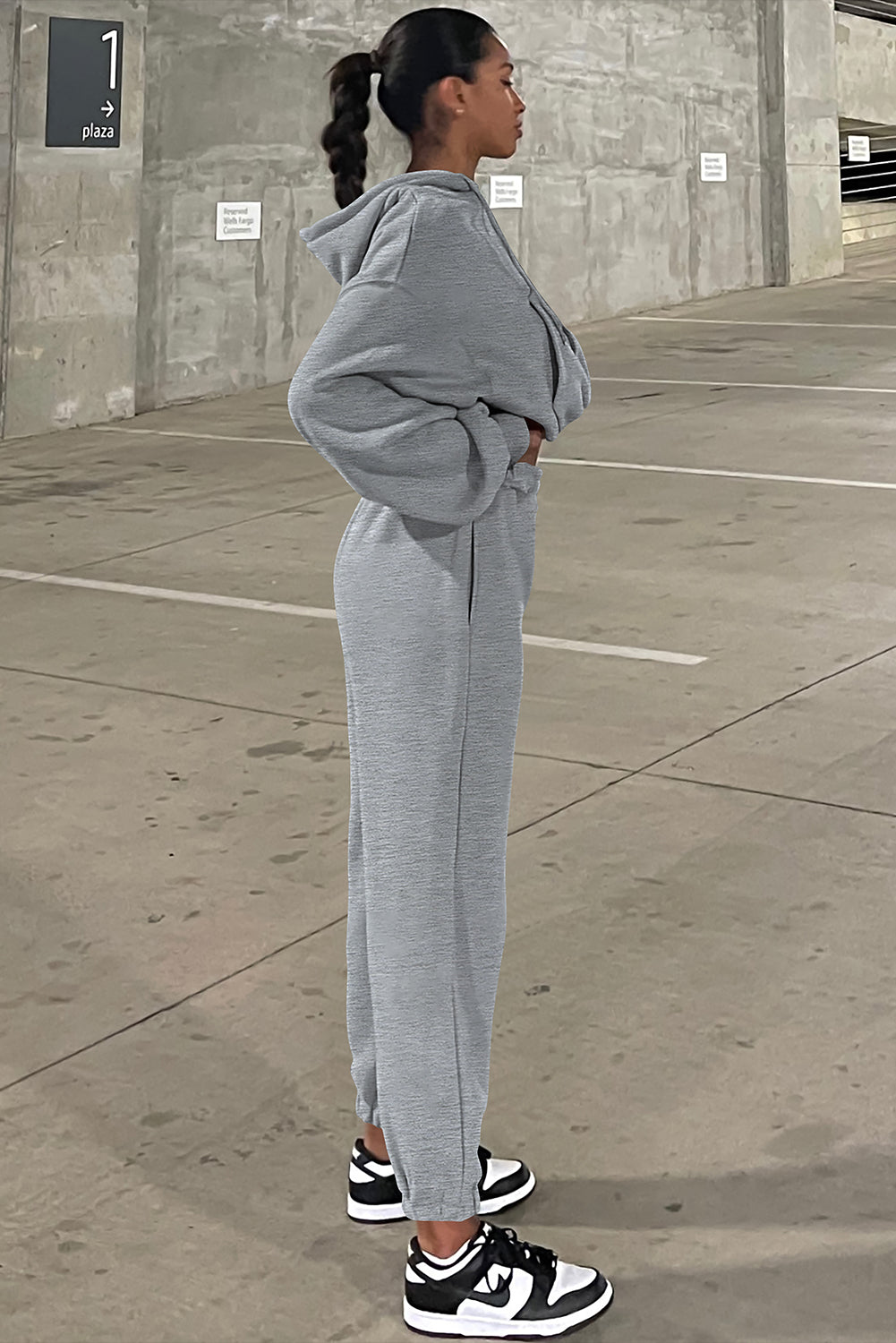 Solid Drop Shoulder Hoodie and Joggers Activewear