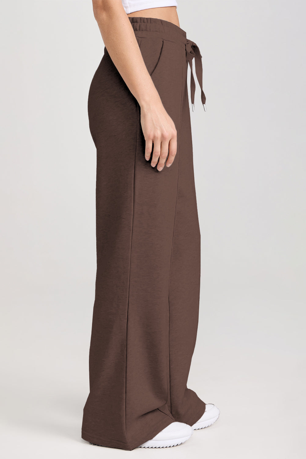Solid Collared Sweatshirt and High Waist Pants