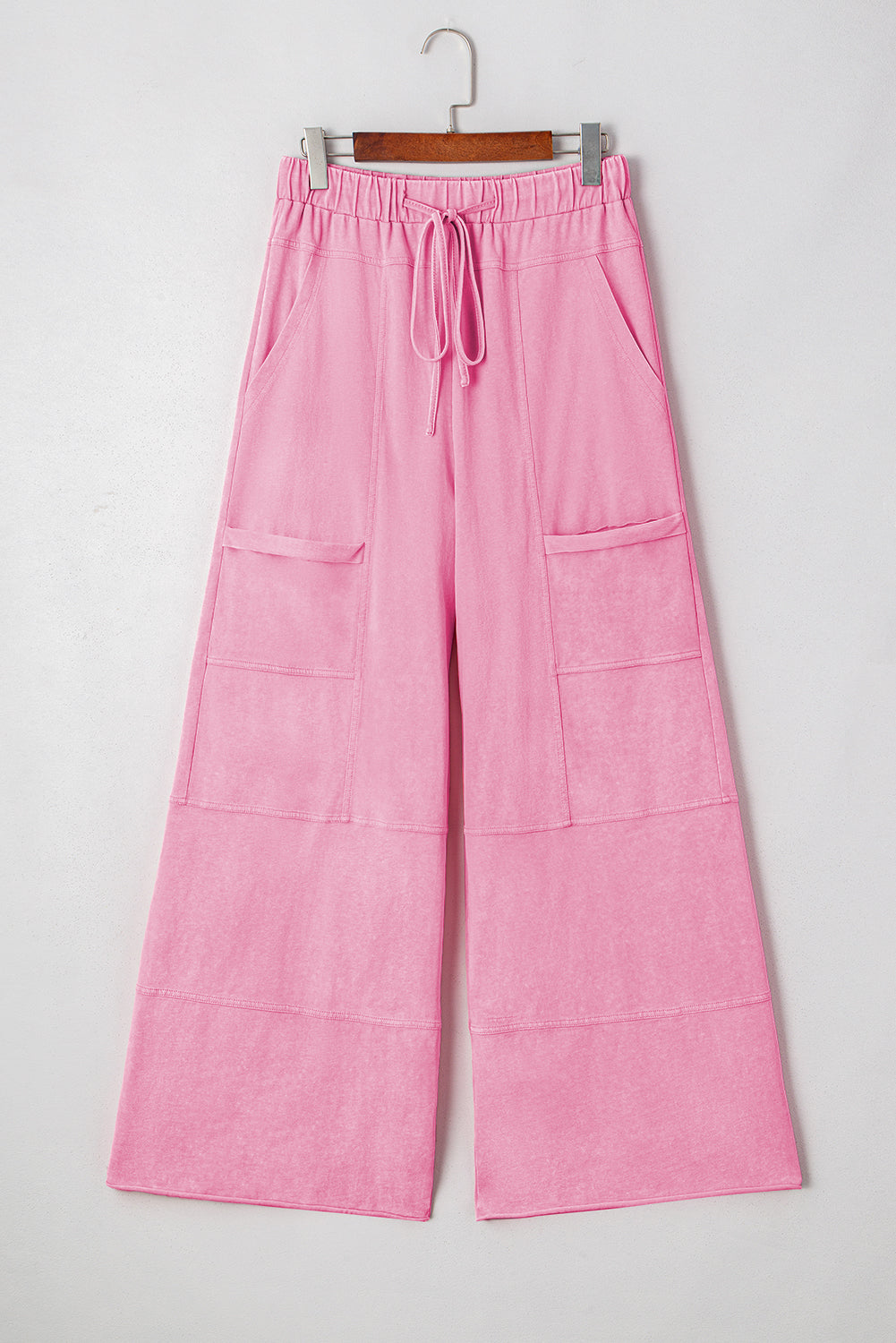Drawstring Elastic Waistband Wide Leg Cargo Pants