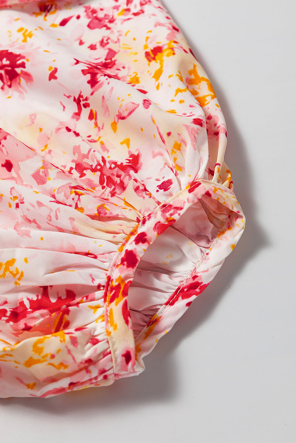 Floral Bubble Sleeve V Neck Blouse