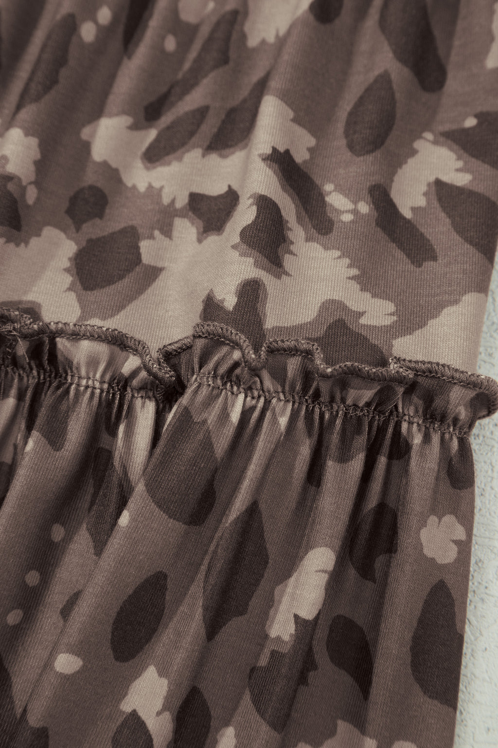 Beige Camo Print Wide Leg Casual Pants