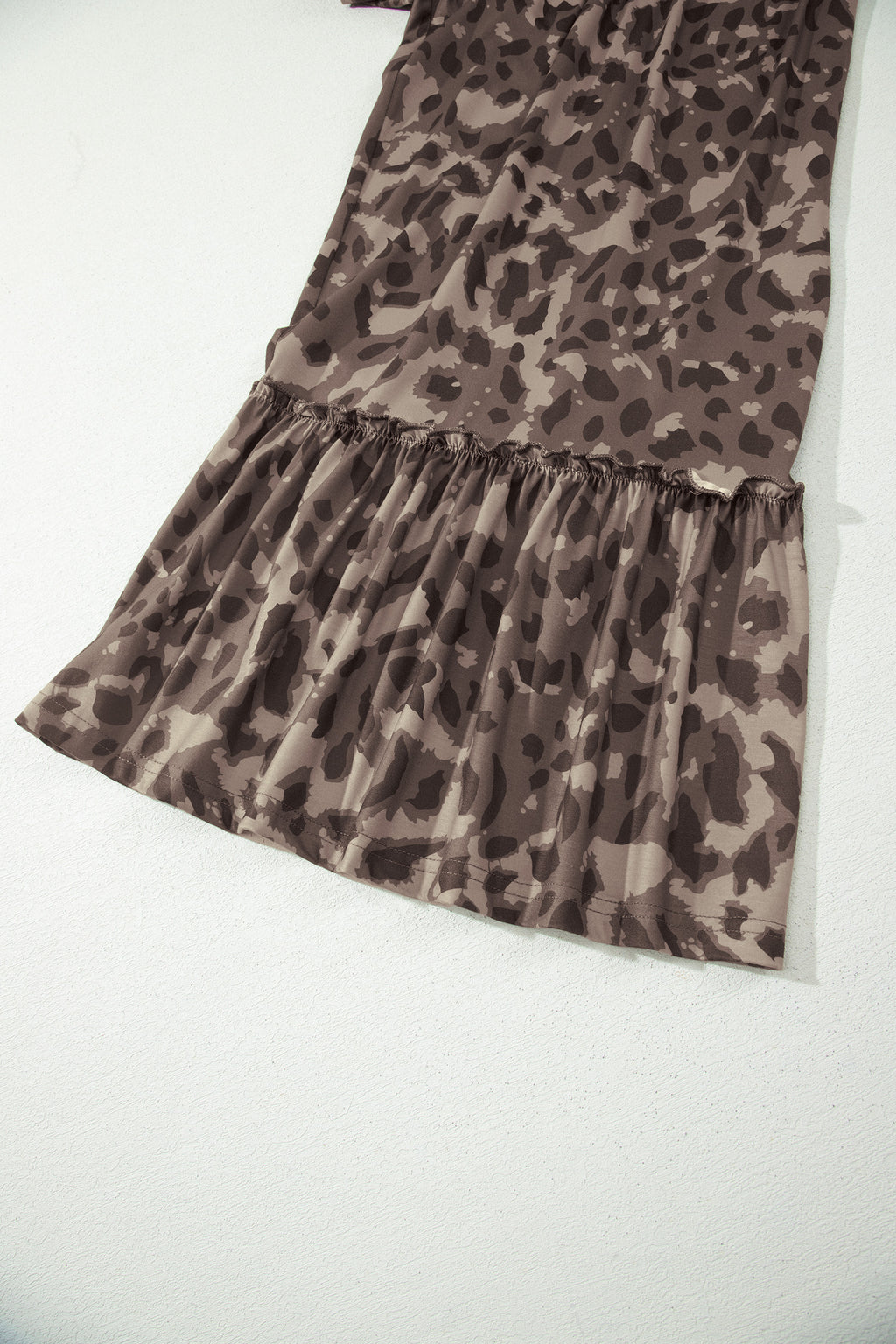 Beige Camo Print Wide Leg Casual Pants