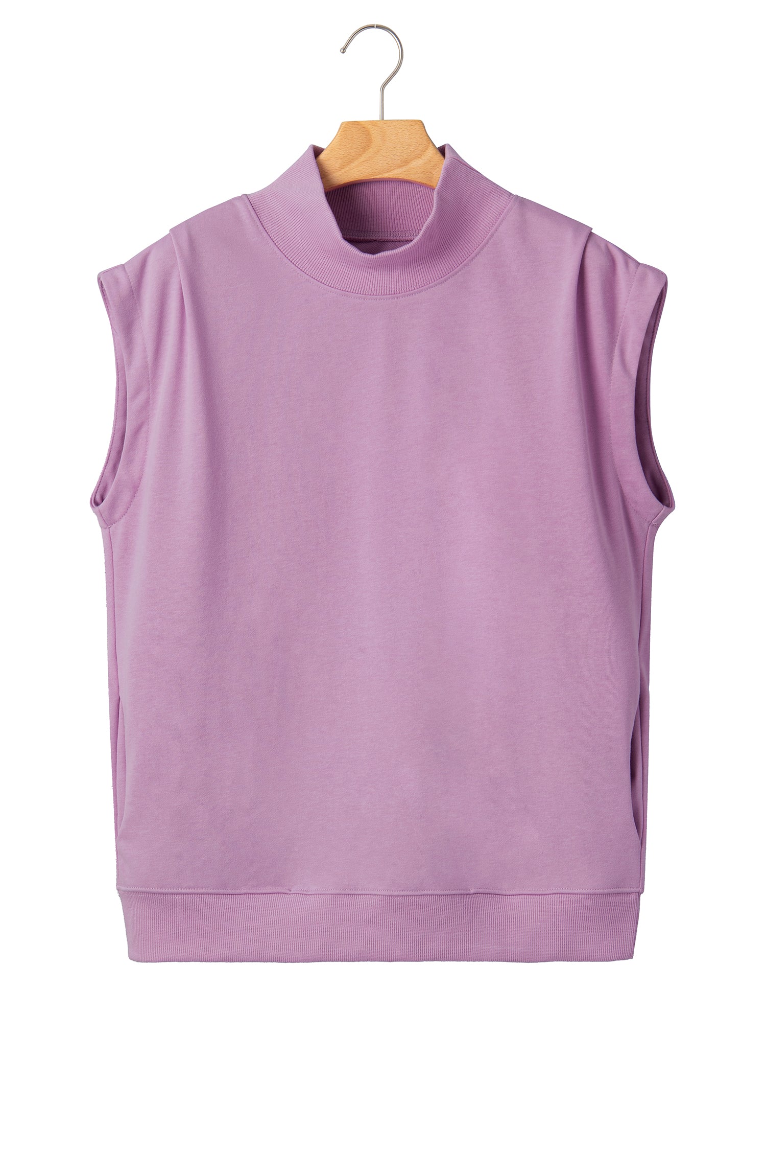 White Solid Color High Neck Cap Sleeve Loose Top
