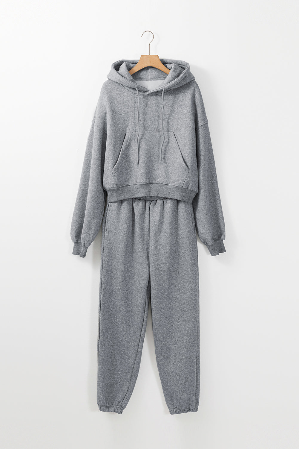 Solid Drop Shoulder Hoodie and Joggers Activewear