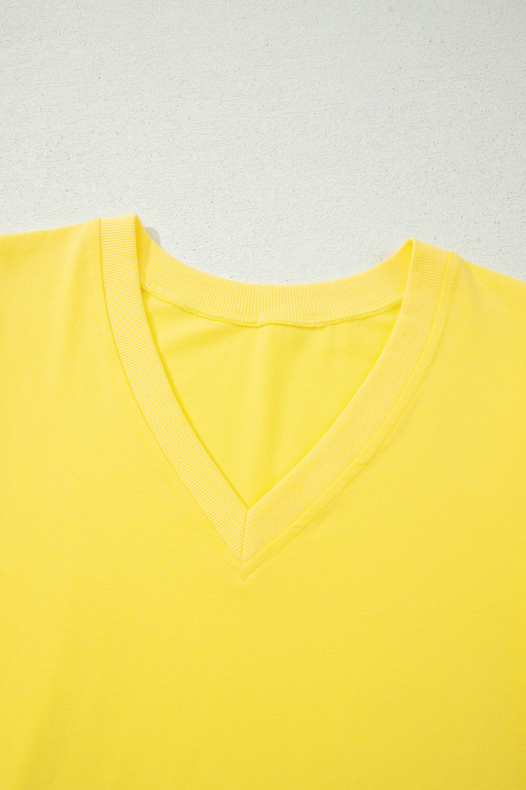 Turquoise Solid Color V Neck Short Puff Sleeve Blouse