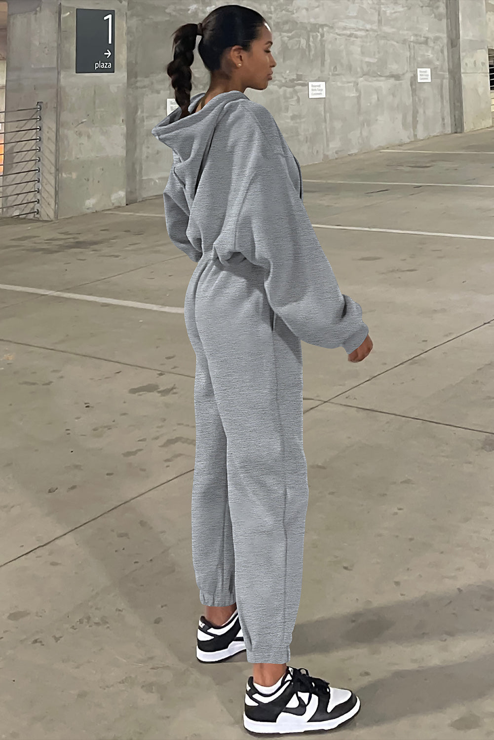 Solid Drop Shoulder Hoodie and Joggers Activewear