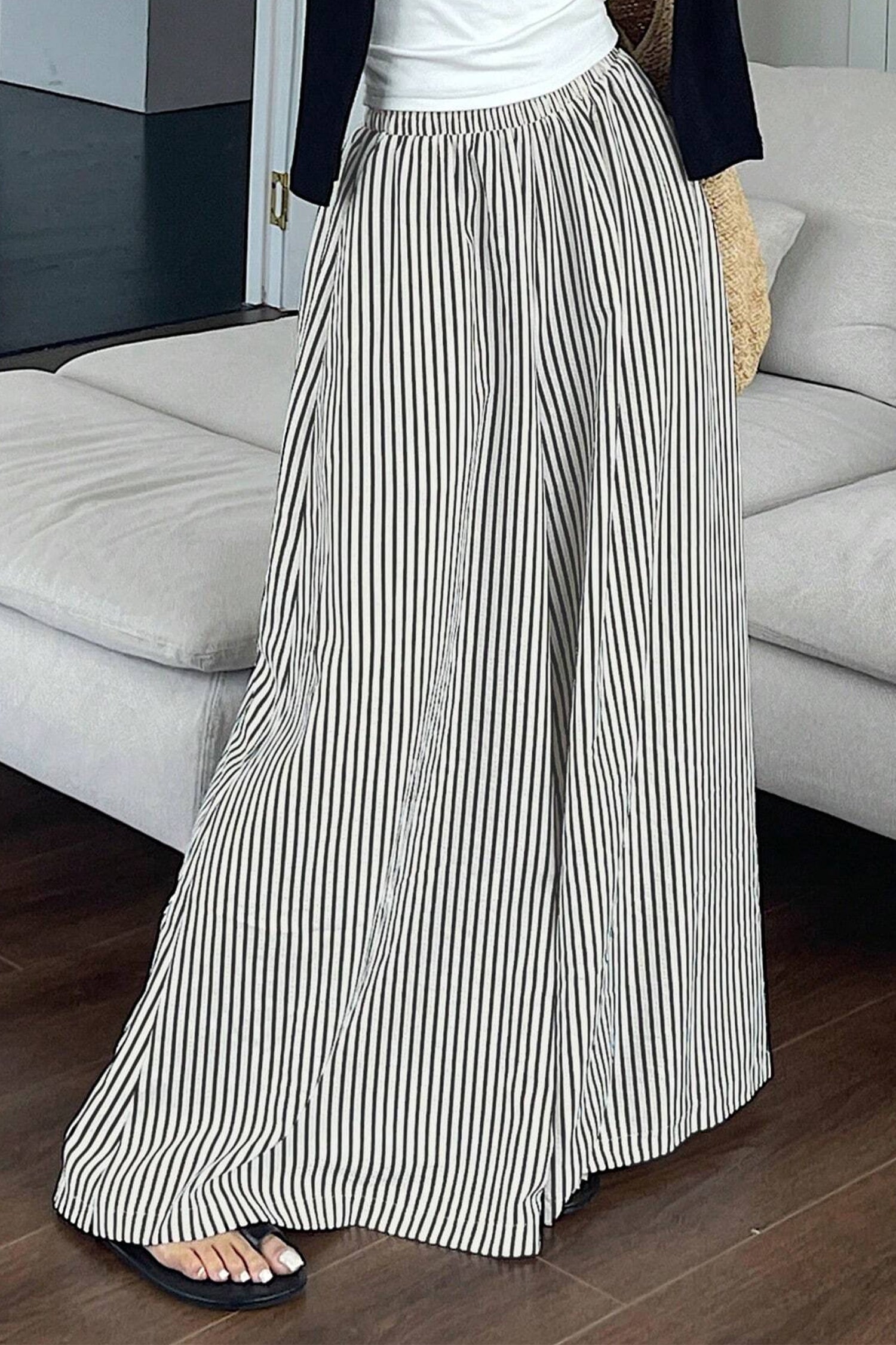 Elastic Waist Ultra Wide Leg Pants