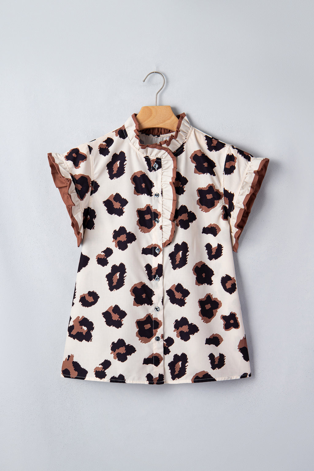 Printed Ruffle Sleeve Summer Blouse
