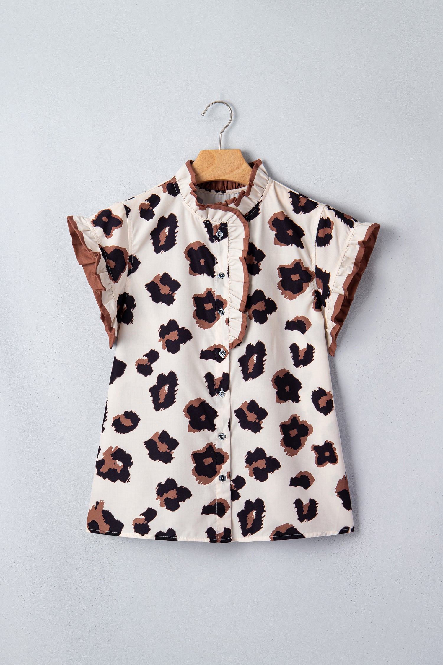 Printed Ruffle Sleeve Summer Blouse
