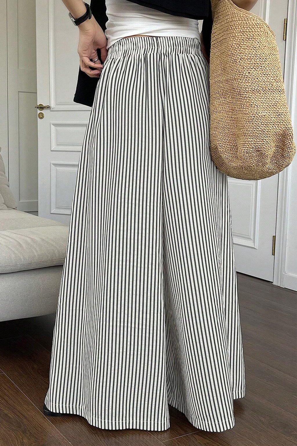 Elastic Waist Ultra Wide Leg Pants