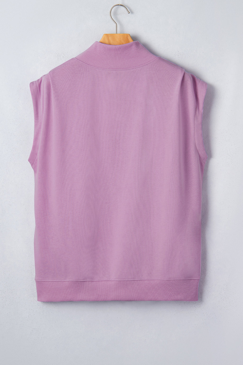 White Solid Color High Neck Cap Sleeve Loose Top