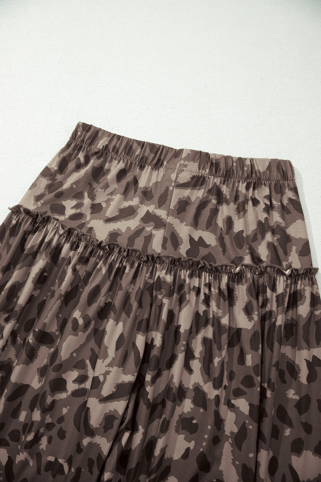 Beige Camo Print Wide Leg Casual Pants