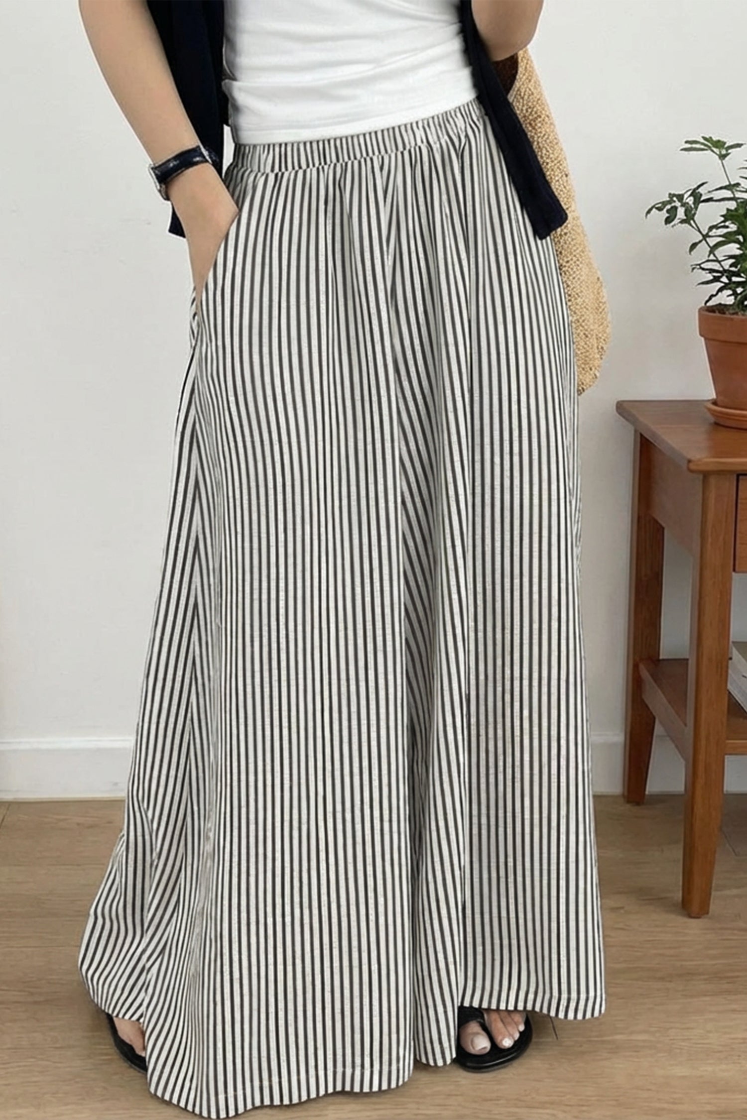 Elastic Waist Ultra Wide Leg Pants