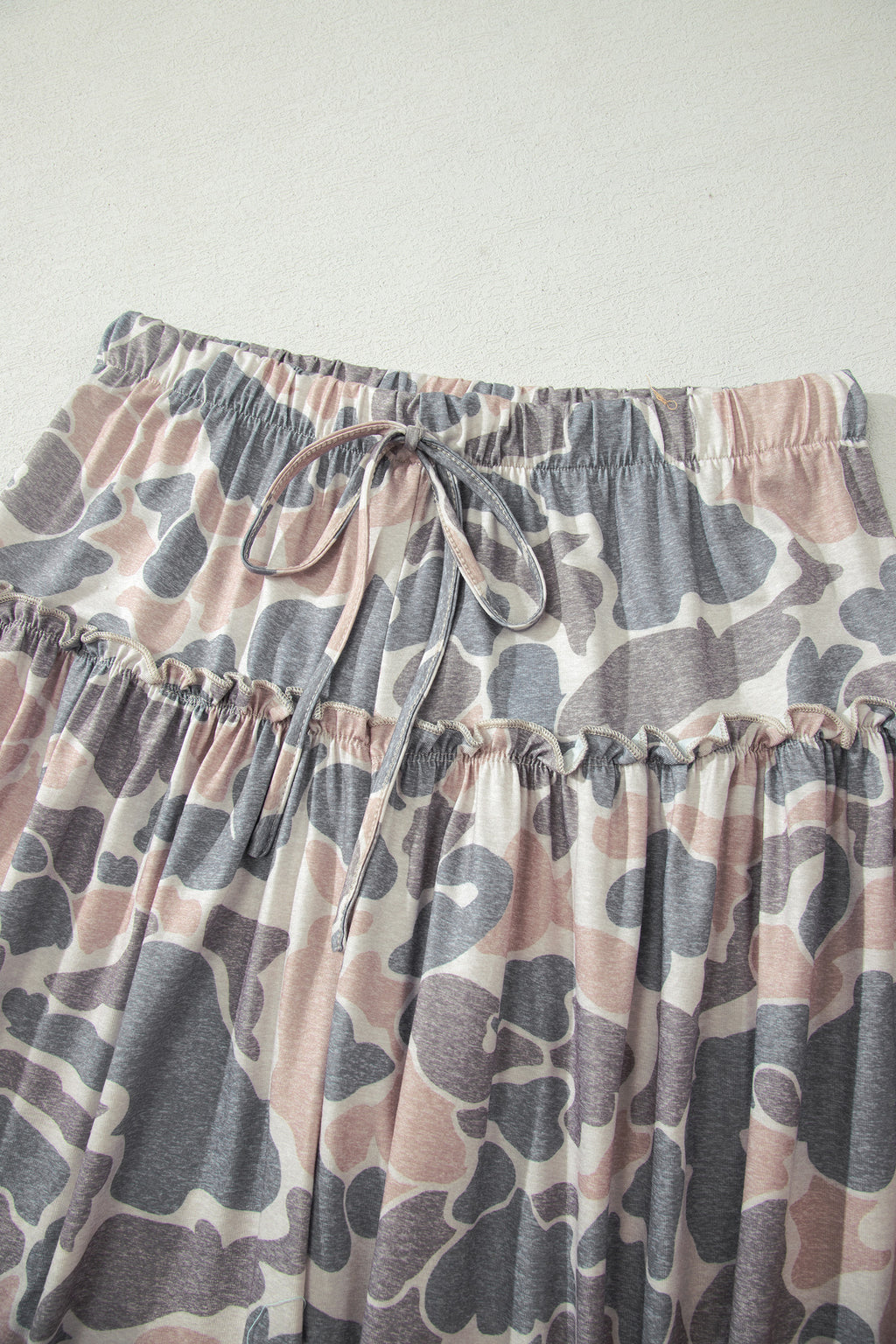 Beige Camo Print Wide Leg Casual Pants