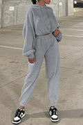 Solid Drop Shoulder Hoodie and Joggers Activewear