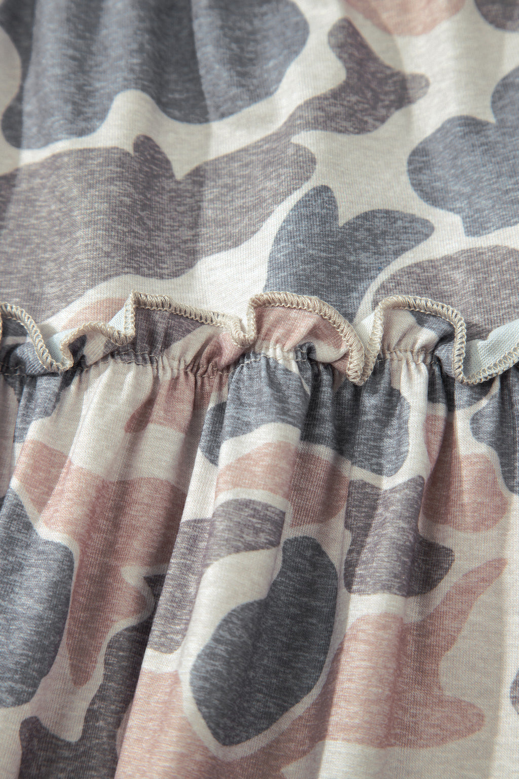 Beige Camo Print Wide Leg Casual Pants