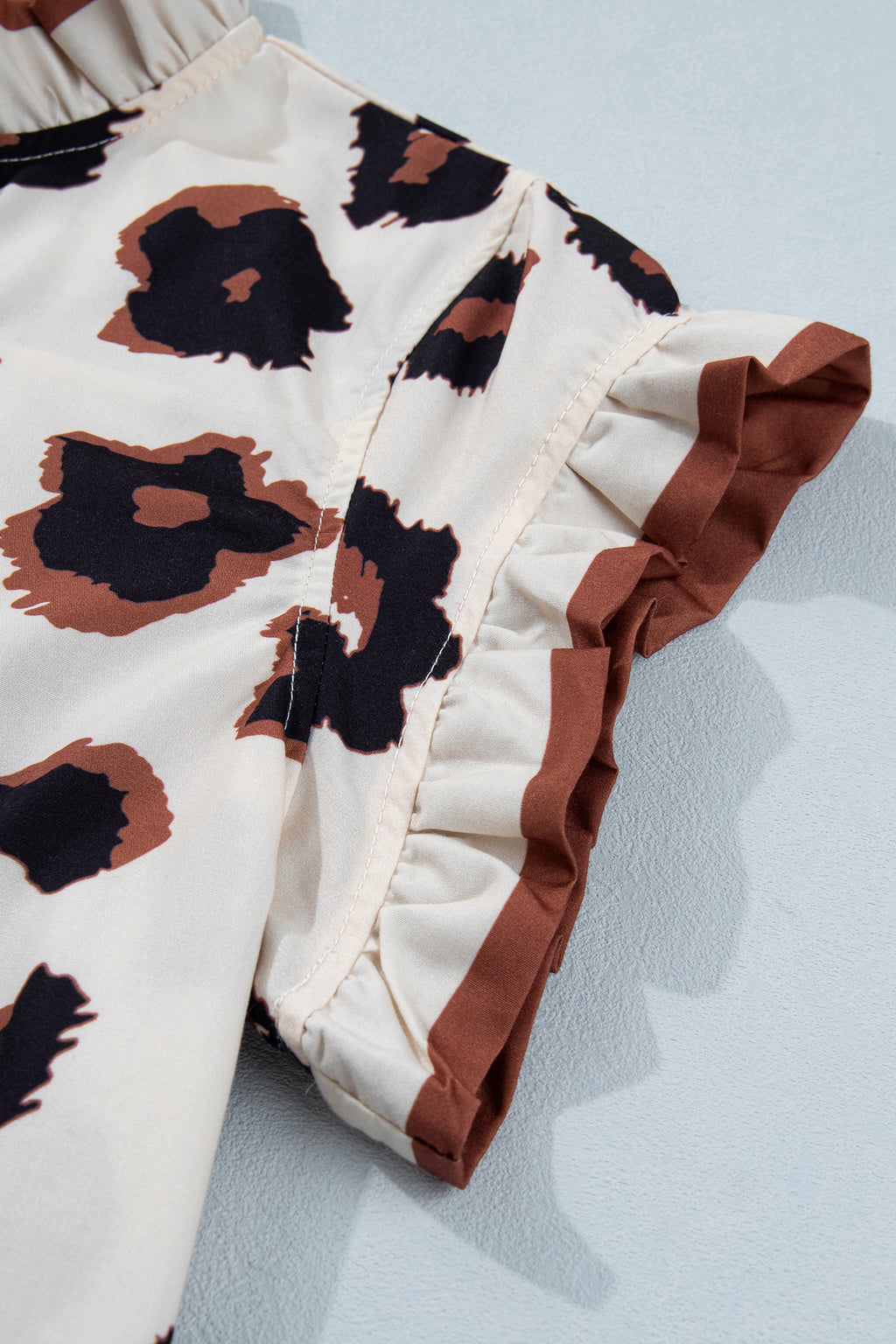 Printed Ruffle Sleeve Summer Blouse