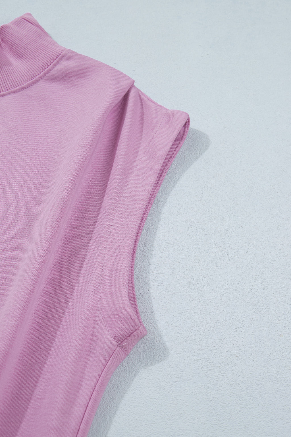 White Solid Color High Neck Cap Sleeve Loose Top