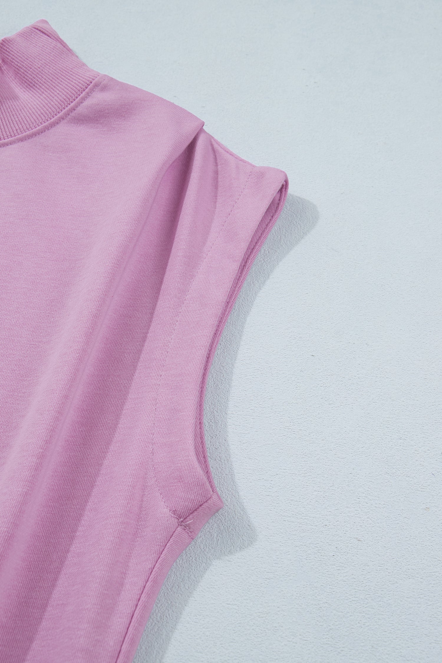 White Solid Color High Neck Cap Sleeve Loose Top