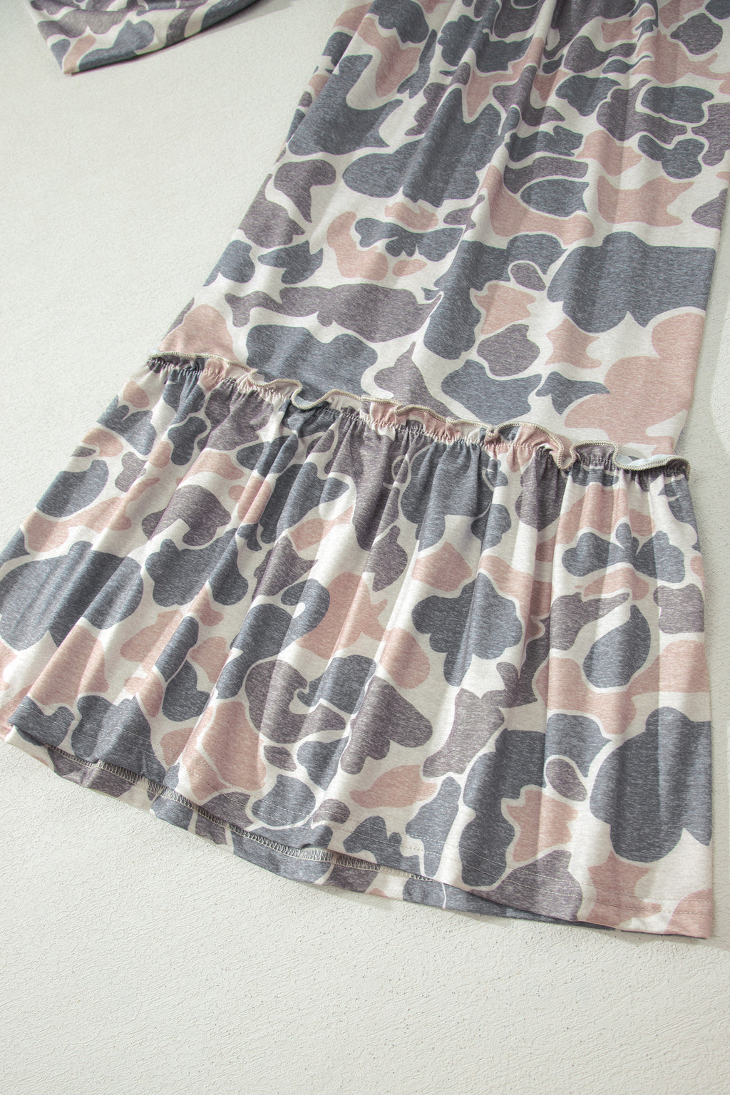 Beige Camo Print Wide Leg Casual Pants