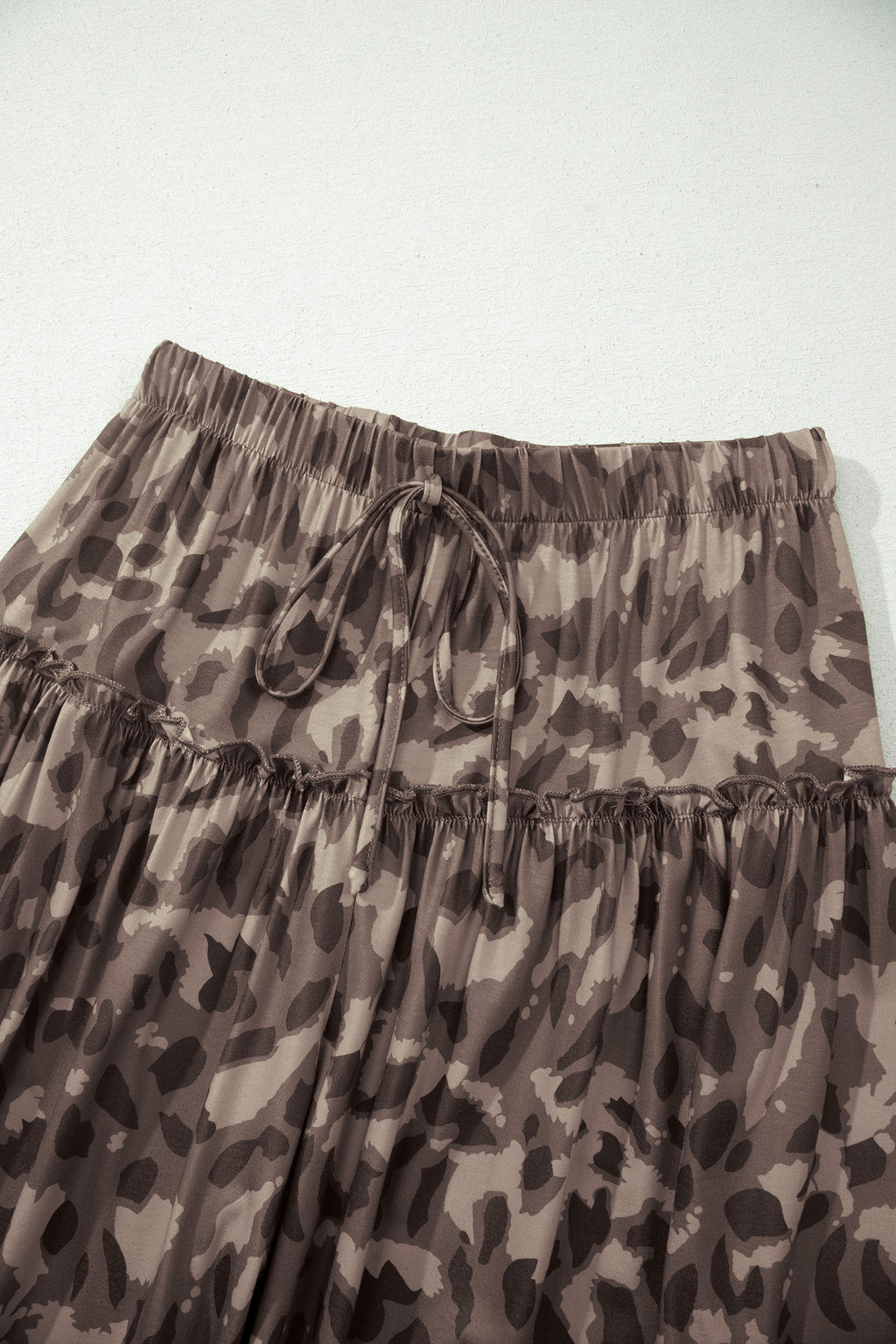 Beige Camo Print Wide Leg Casual Pants