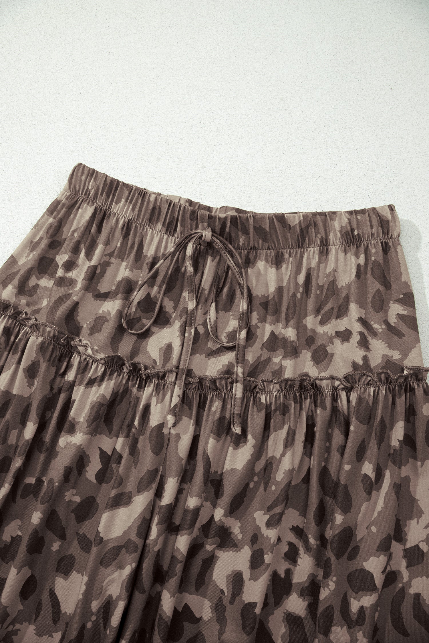 Beige Camo Print Wide Leg Casual Pants