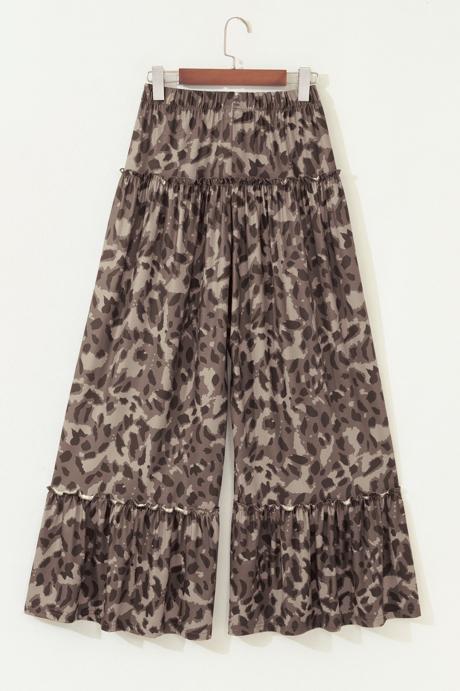 Beige Camo Print Wide Leg Casual Pants