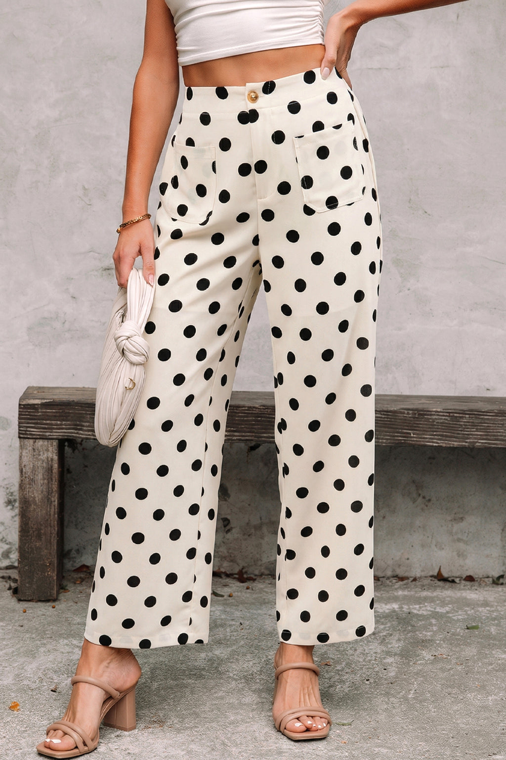 Pocket Mid-rise Straight Leg Pants
