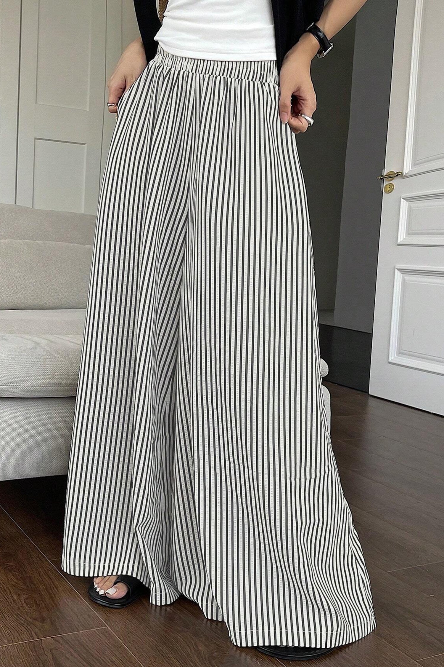 Elastic Waist Ultra Wide Leg Pants