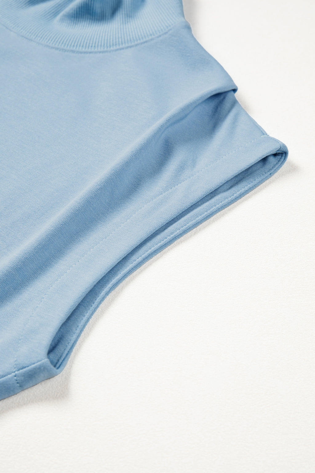 White Solid Color High Neck Cap Sleeve Loose Top
