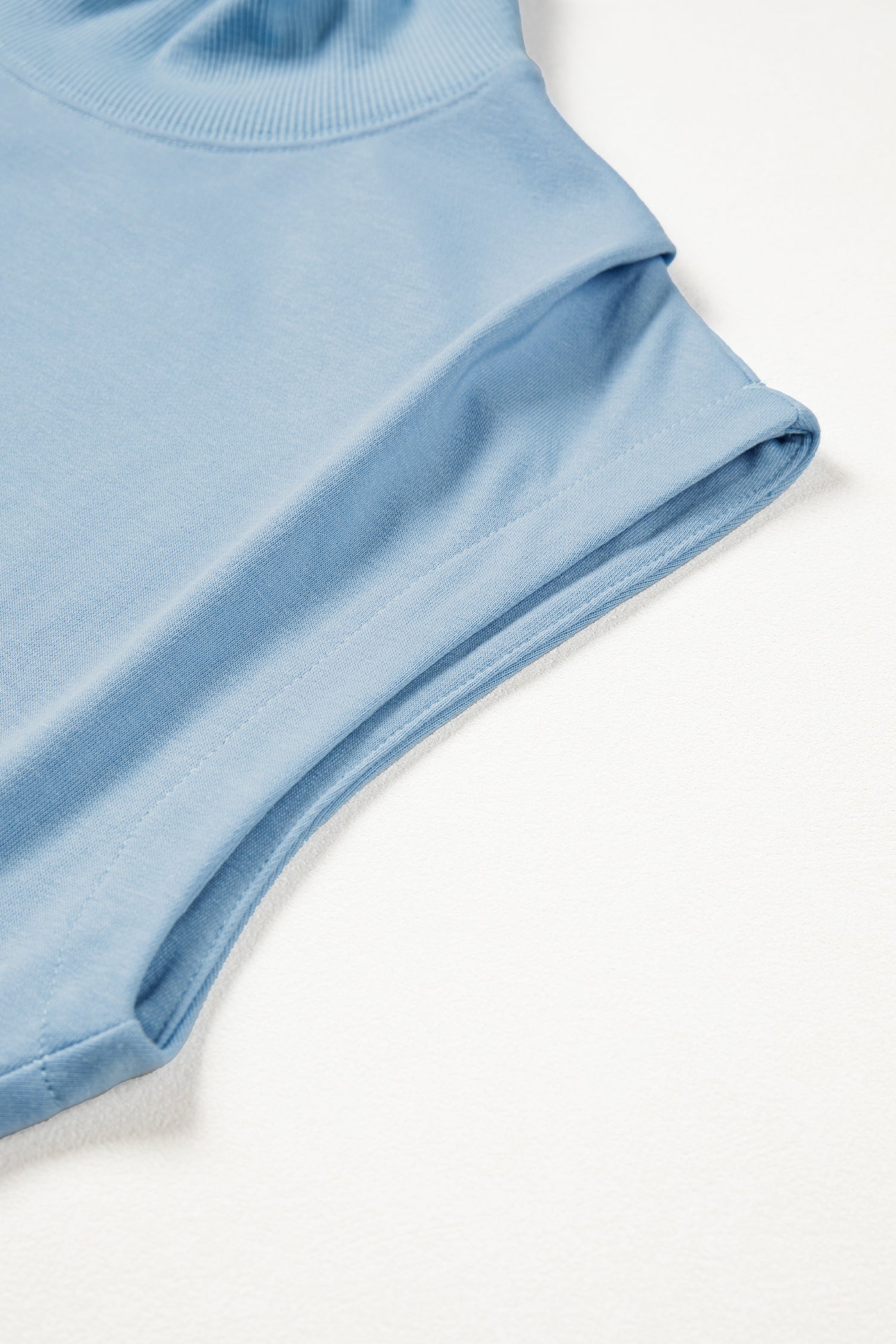 White Solid Color High Neck Cap Sleeve Loose Top