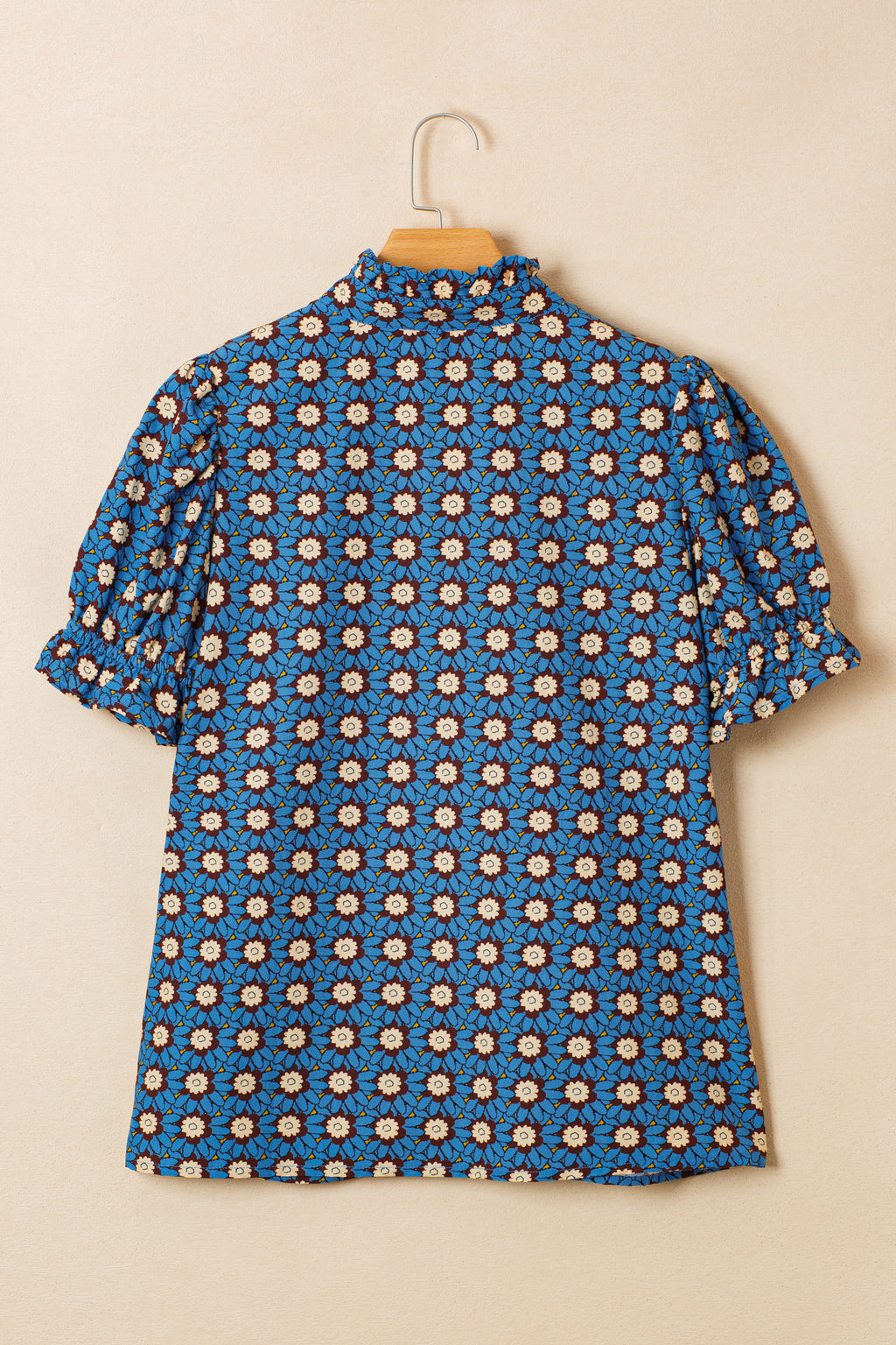 Pleated Detail Short Puff Sleeve Blouse