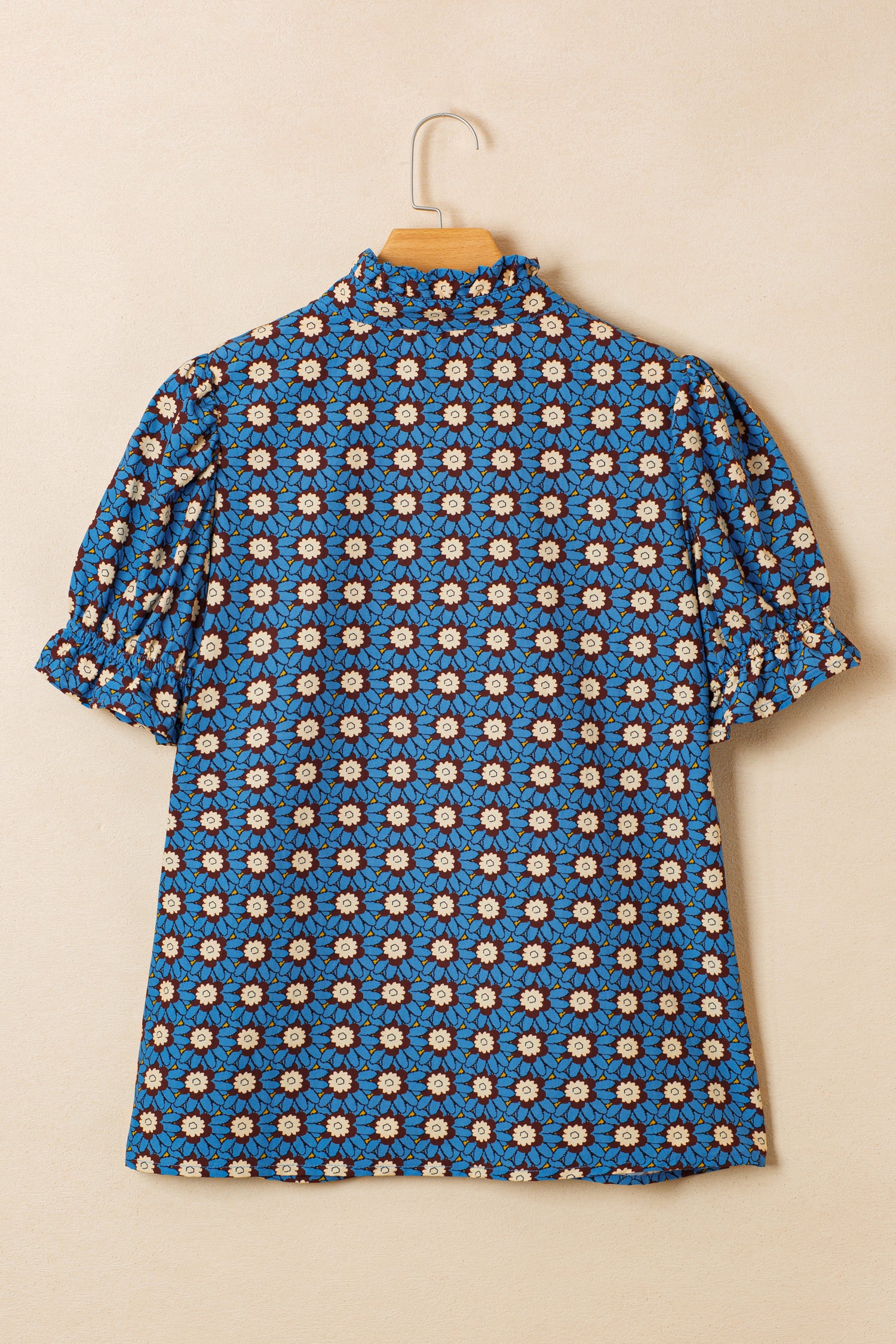 Pleated Detail Short Puff Sleeve Blouse