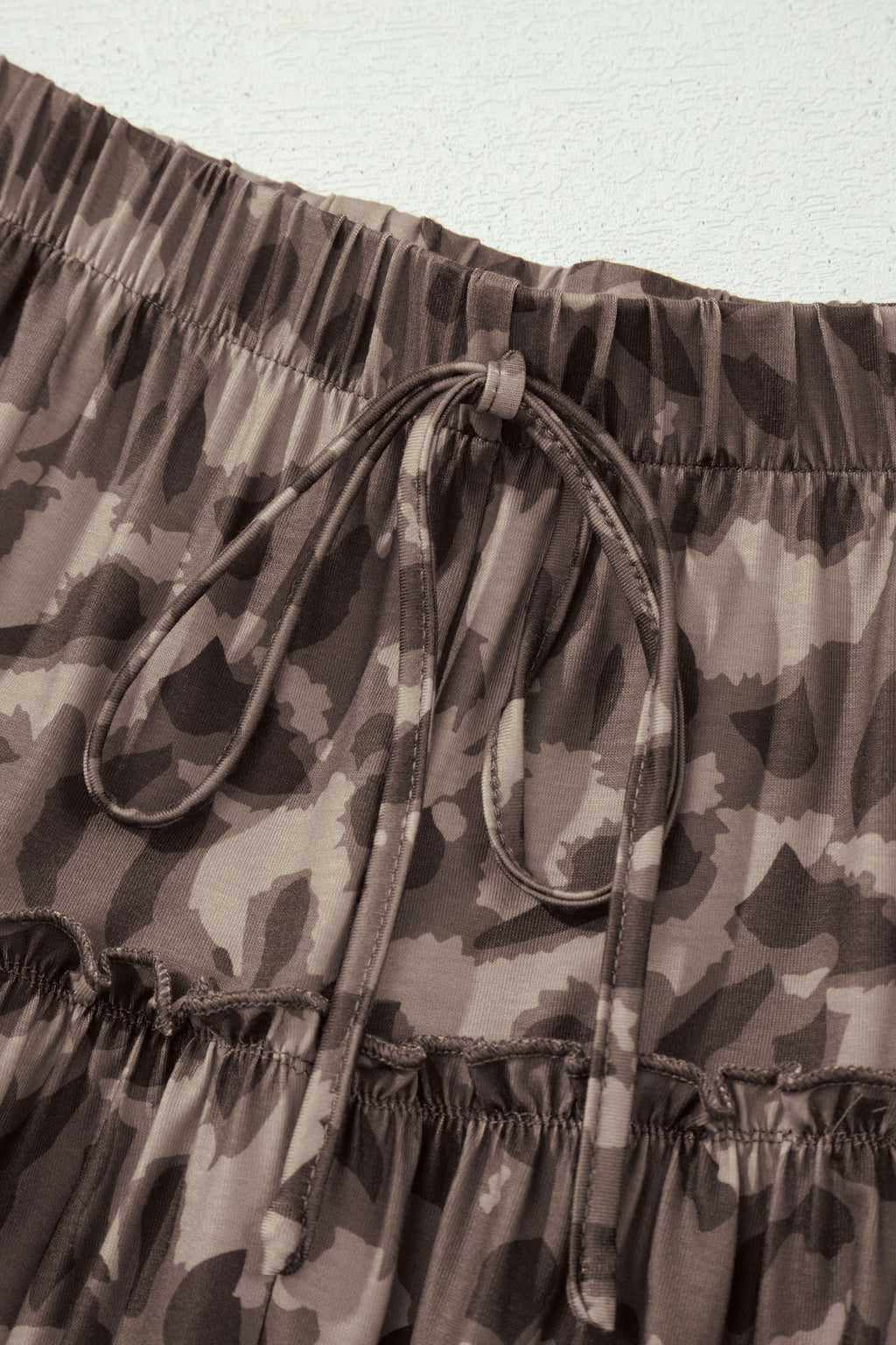Beige Camo Print Wide Leg Casual Pants